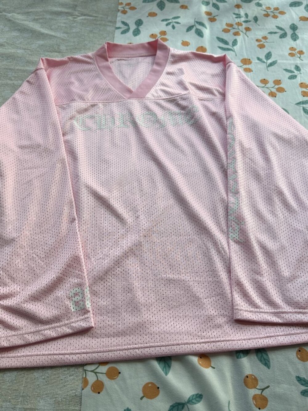 Chrome Hearts Pink Mesh V-Neck Long-Sleeved Jersey